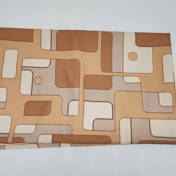 Retro 1960s 70s Geometric Fabric Brown & Beige Rectangles 54" Wide 2 yds 21" - Picture 2 of 6